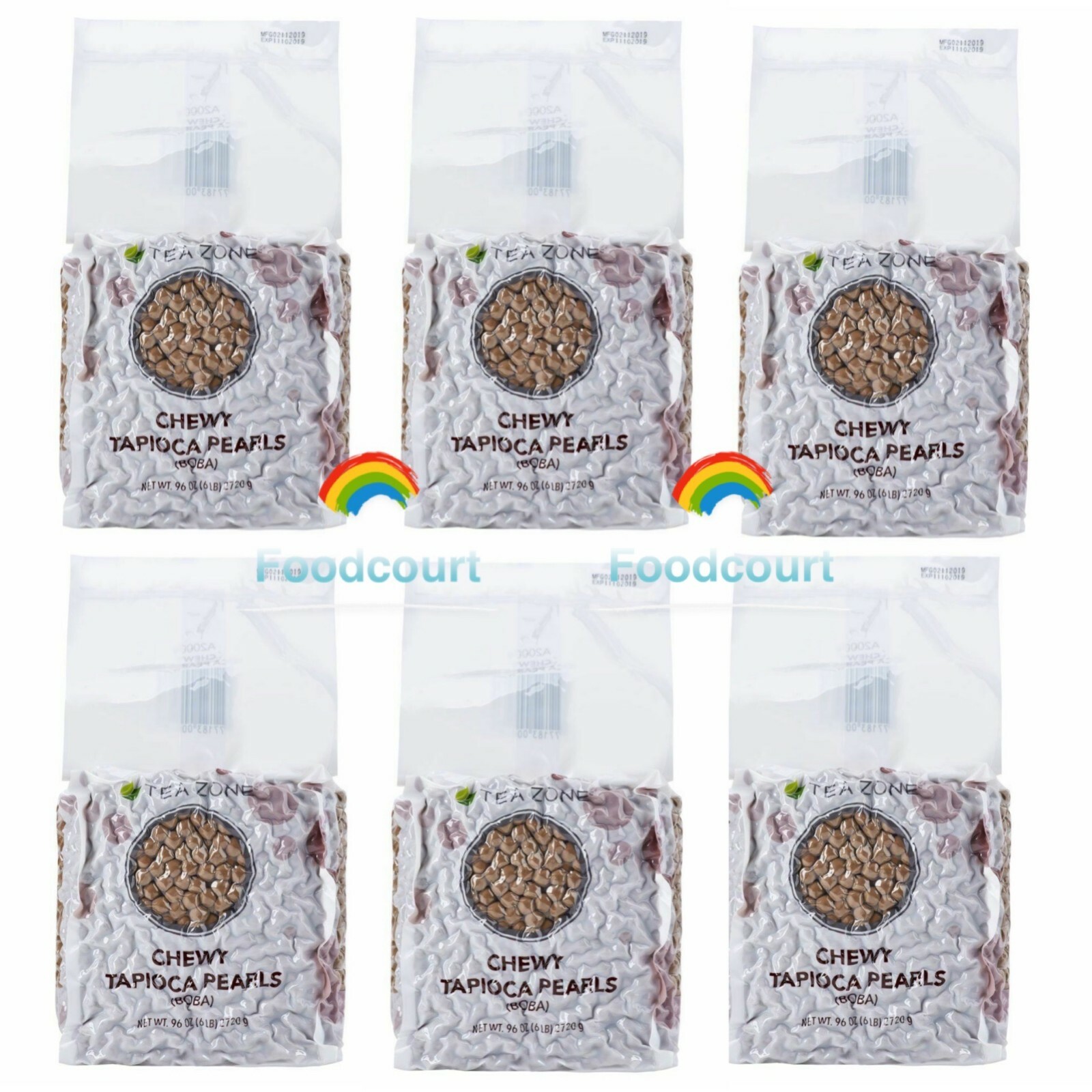 6 Bags Tea Zone Tapioca Pearl Chewy Black Boba A2000 & Original A1000 6 lb Each