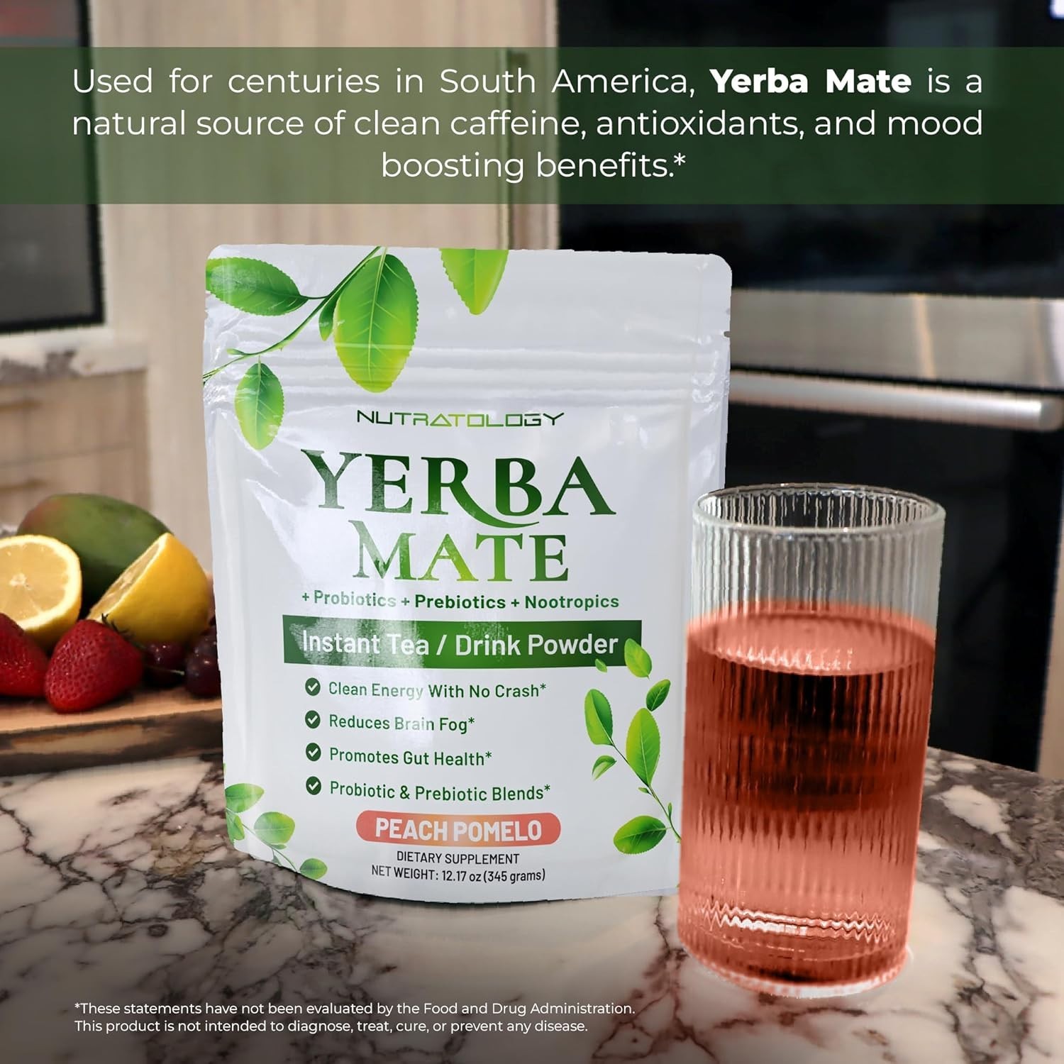 Yerba Mate Instant Tea Powder – 3-In-1 Super Drink – Clean Energy. Exp-05/2027