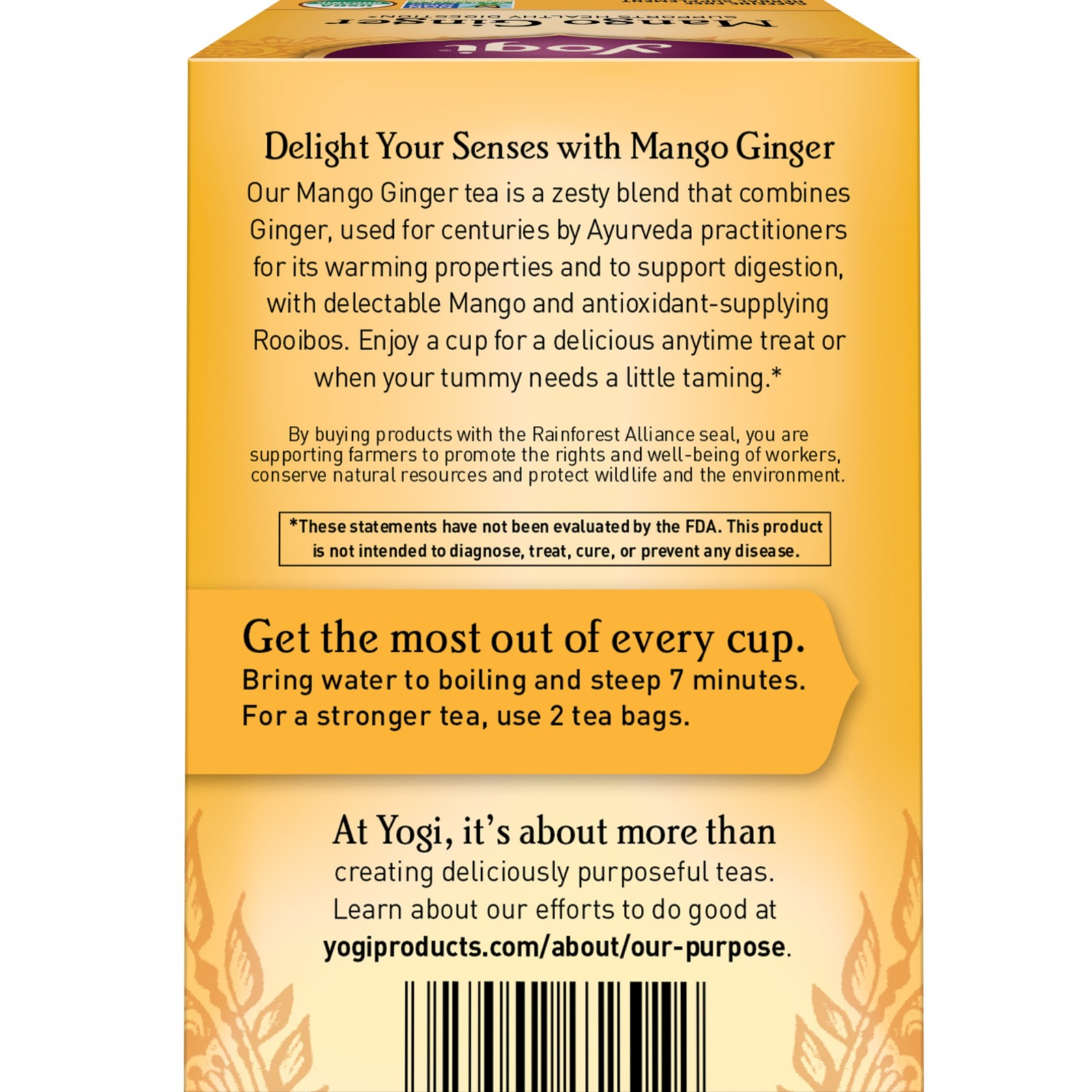 Yogi Tea – Mango Ginger Tea (4 Pack) Caffeine Free – 64 Organic Herbal Tea Bags