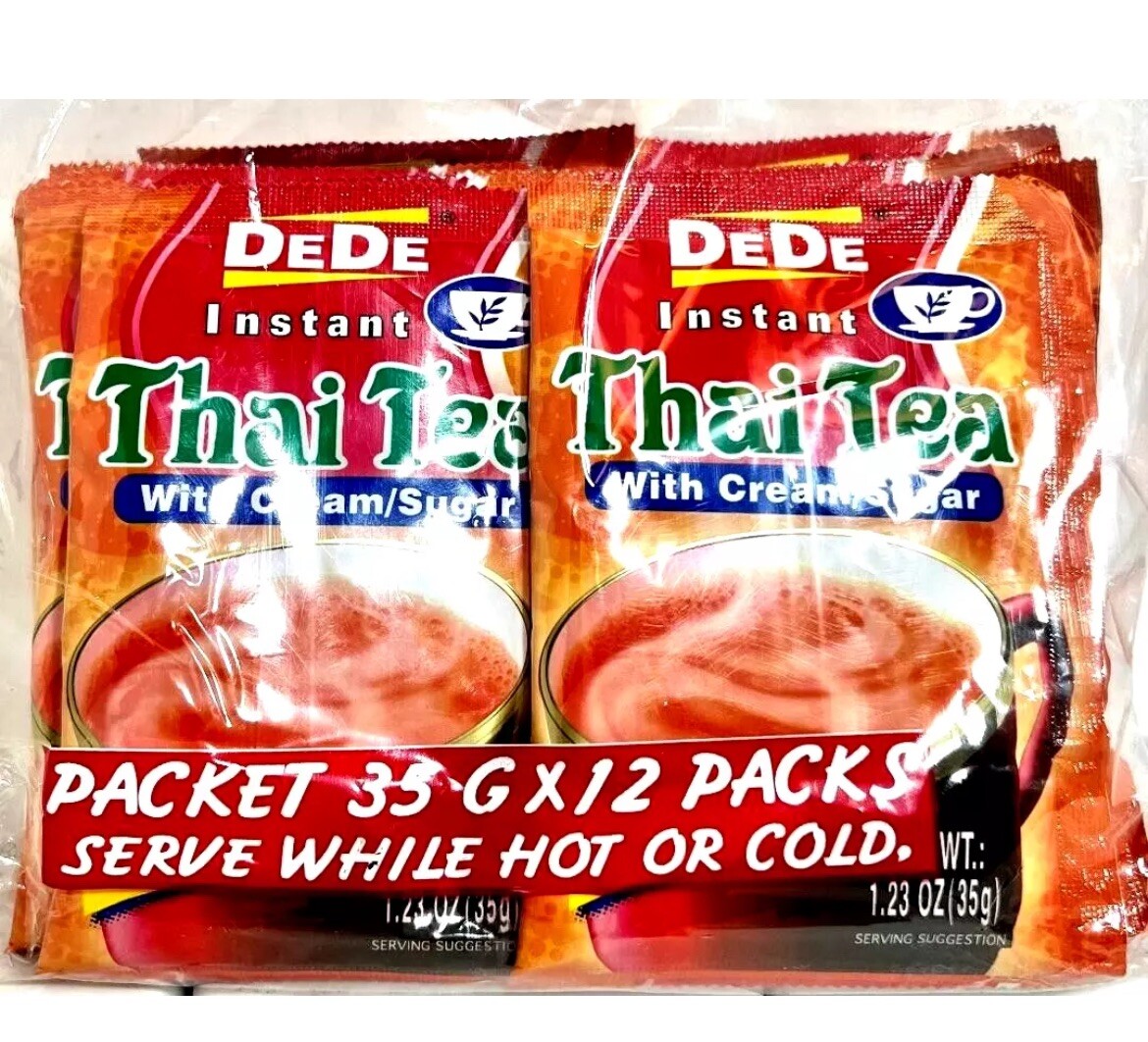 DEDE 3-In-1 Instant Thai Tea with Cream/Sugar 12 Sachets x 35g ( Pack of 3 )