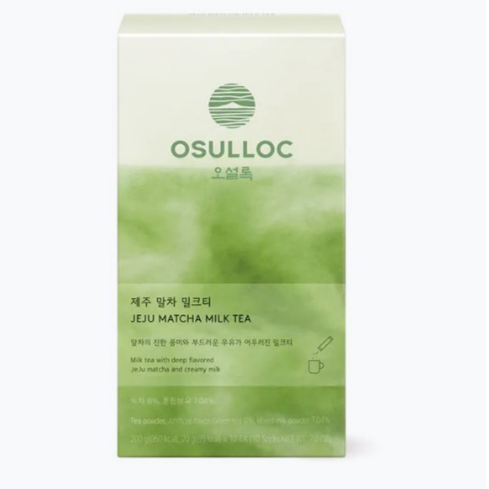 OSULLOC Jeju Matcha Milk Tea Premium Korean Latte 10 Sticks K-Food