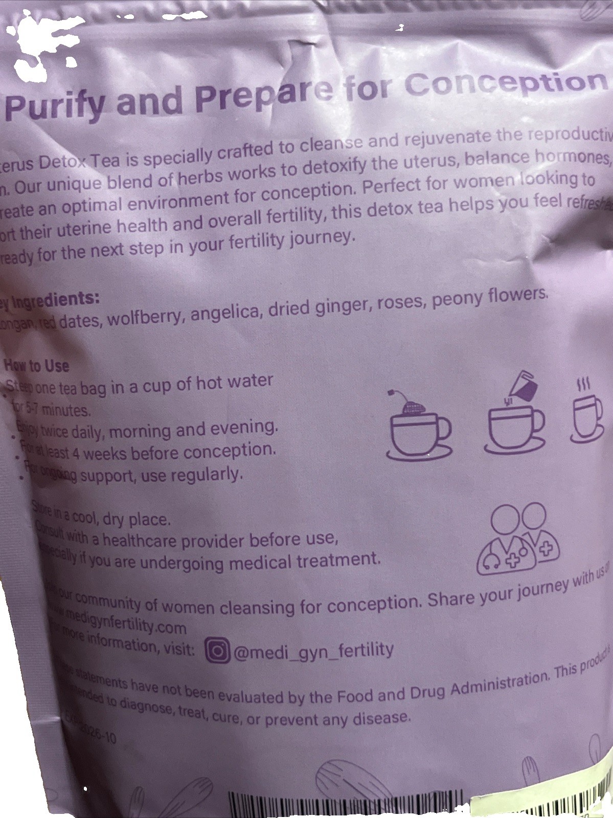 5 Sealed Bags – The Fertility Atleier Medi-Gyn Fertility Utrerus Detox Tea 10/26
