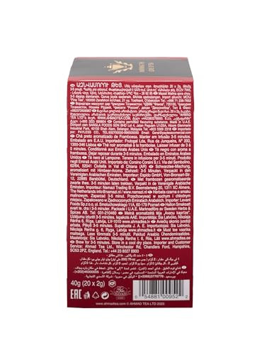 Ahmad Raspberry Flavored Black Tea Bags 20 Count Fruity Summer Brew