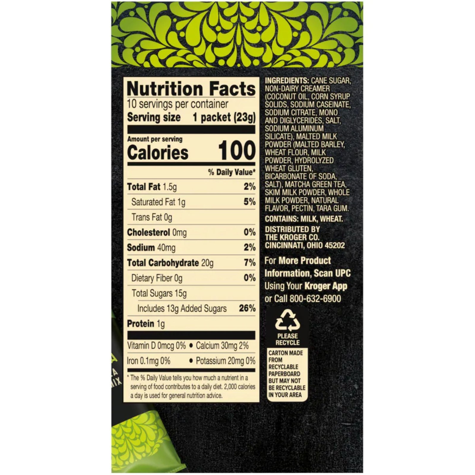 Private Selection Matcha Green Tea Latte Mix 10 ct