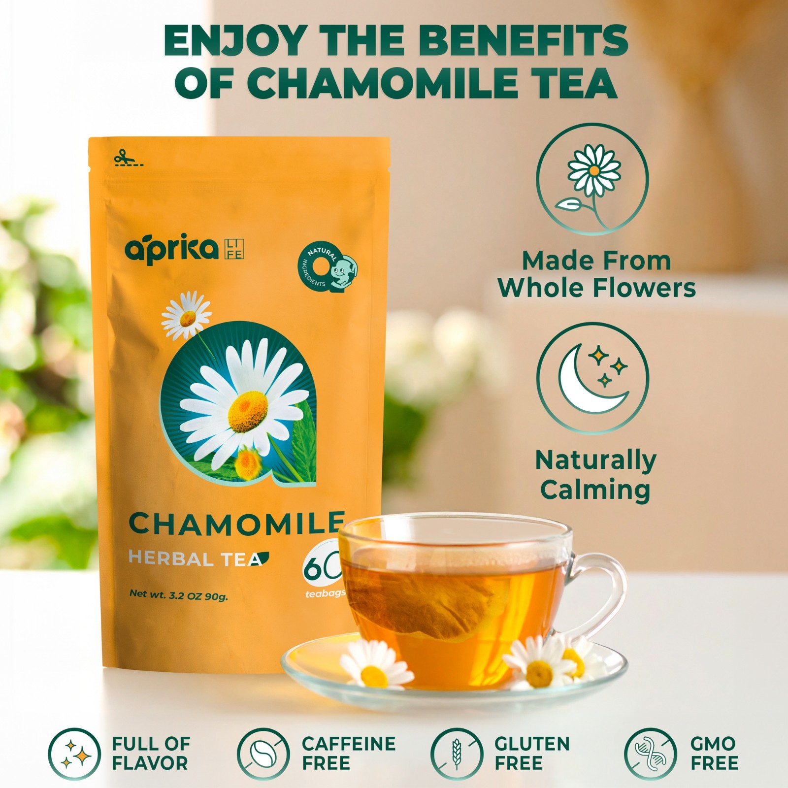 Peppermint & Chamomile Tea Bundle – 120 bags (60 in each pack), USA seller