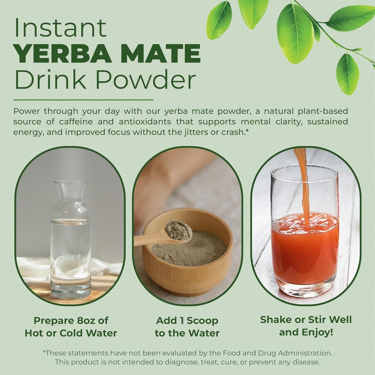 Yerba Mate Instant Tea Powder – 3-In-1 Super Drink – Clean Energy. Exp-05/2027