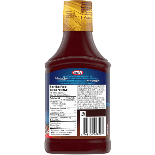 Kraft Original BBQ Sauce Quality Bulk Large 455ml/15.39oz (2/Case)-Canadian Made