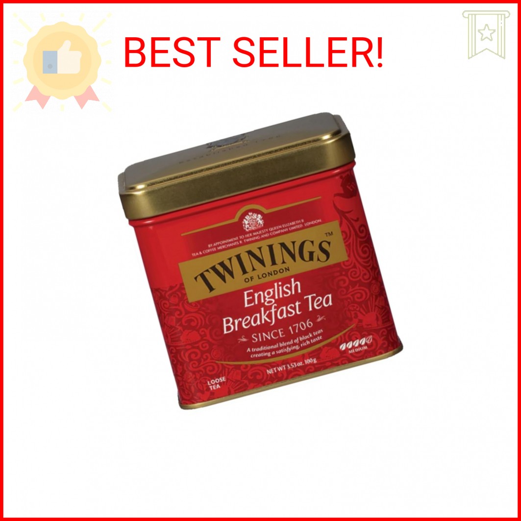 Twinings English Breakfast Loose Tea Tin, 3.53 Ounce Tin (Pack of 1), Smooth, Fl
