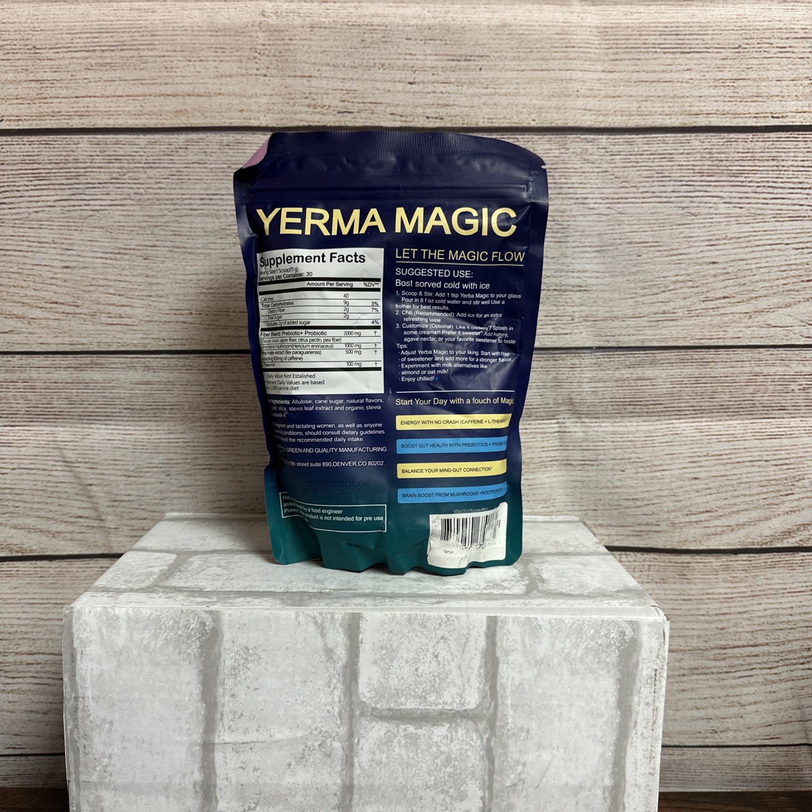 Yerba Magic Peach Mango 30 Servings Energy Focus Powder 05/2027