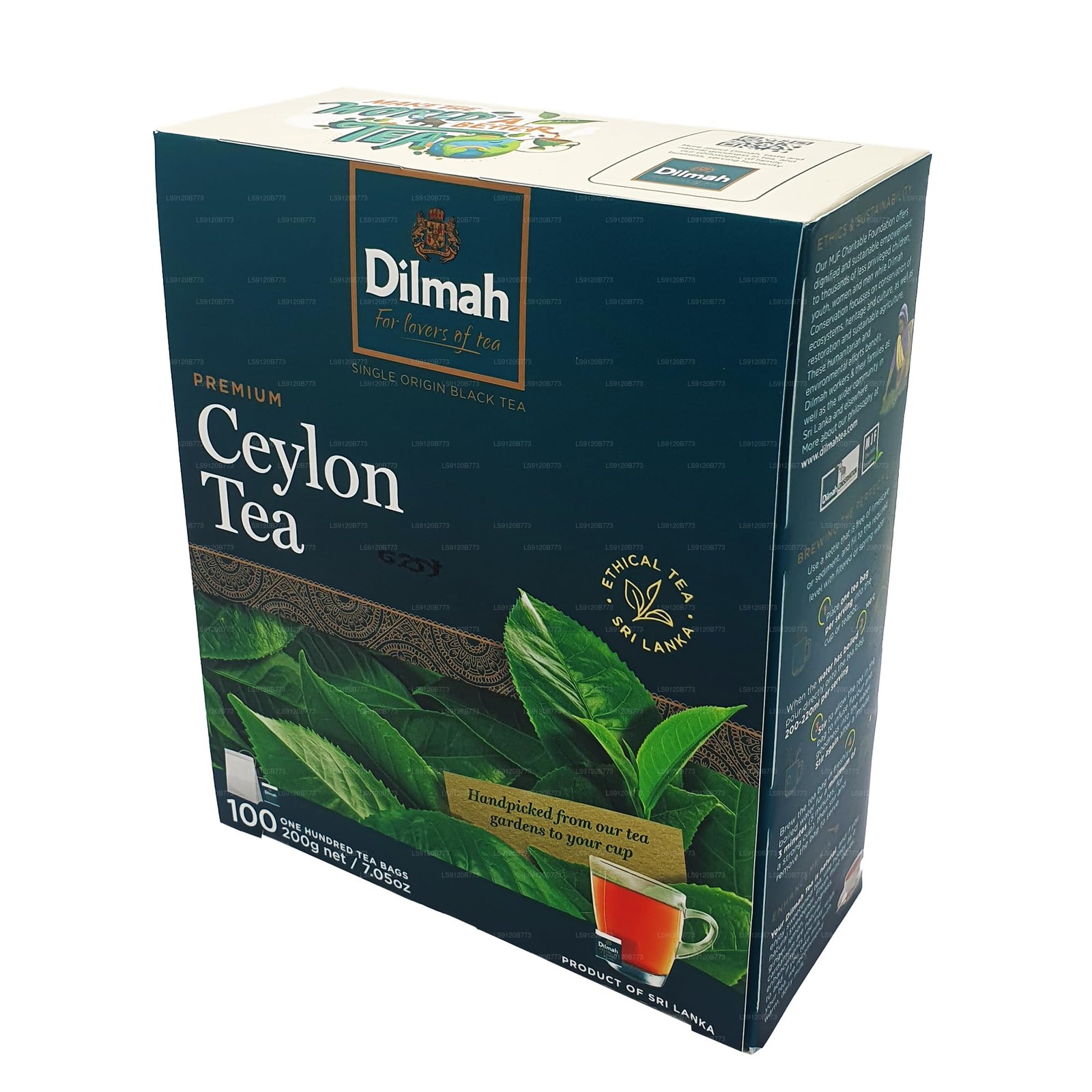 Dilmah Premium Ceylon Tea (200g) 100 Bags 100 Count (Pack of 1)