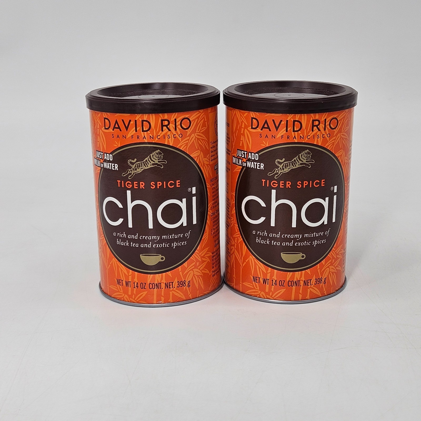 David Rio Tiger Spice Chai Powder Mix Drink 14 Oz Lot of 2 Exp July 2026 26