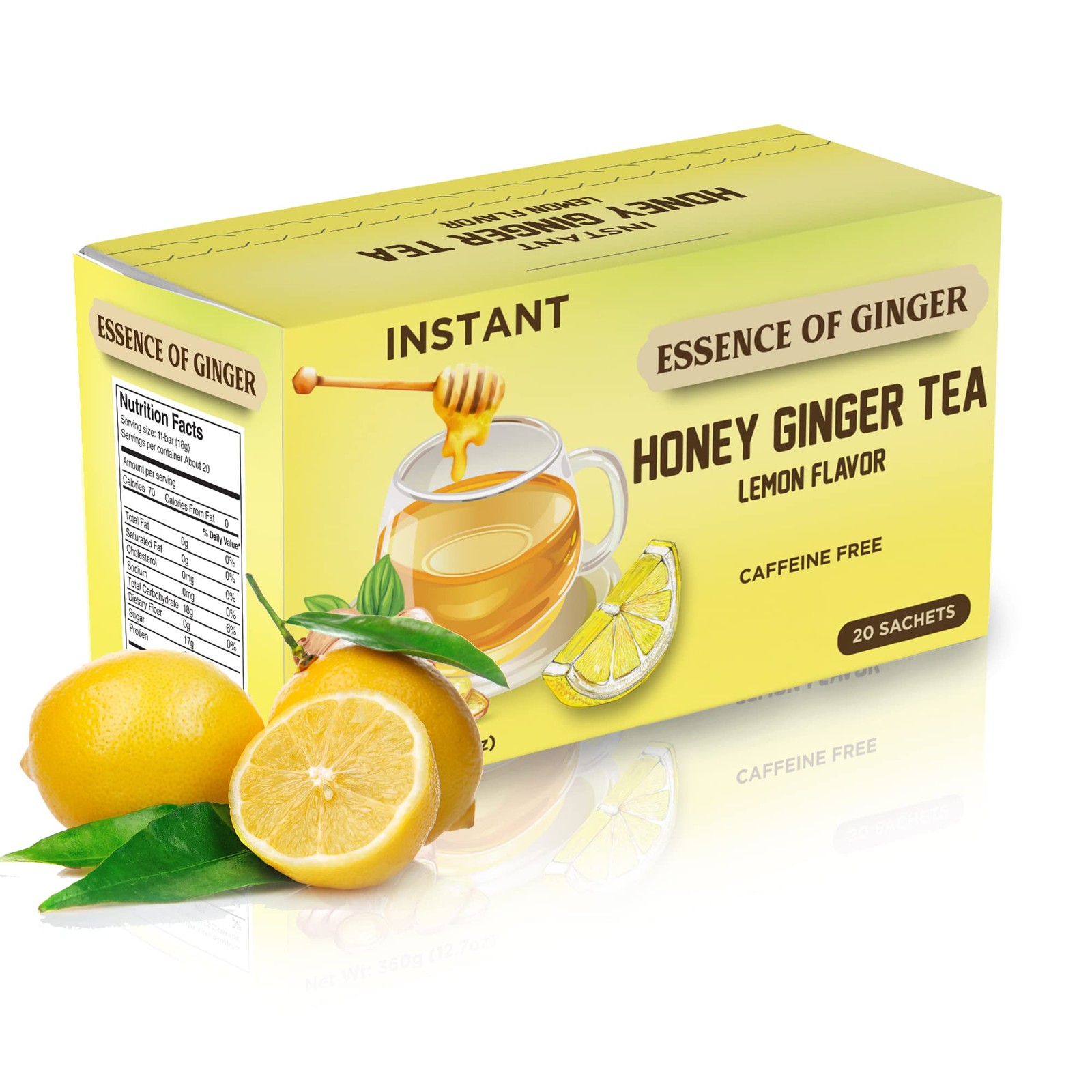 Natural Honey Lemon Ginger Herbal Tea 20 Sachet Packets Instant Beverage 18…