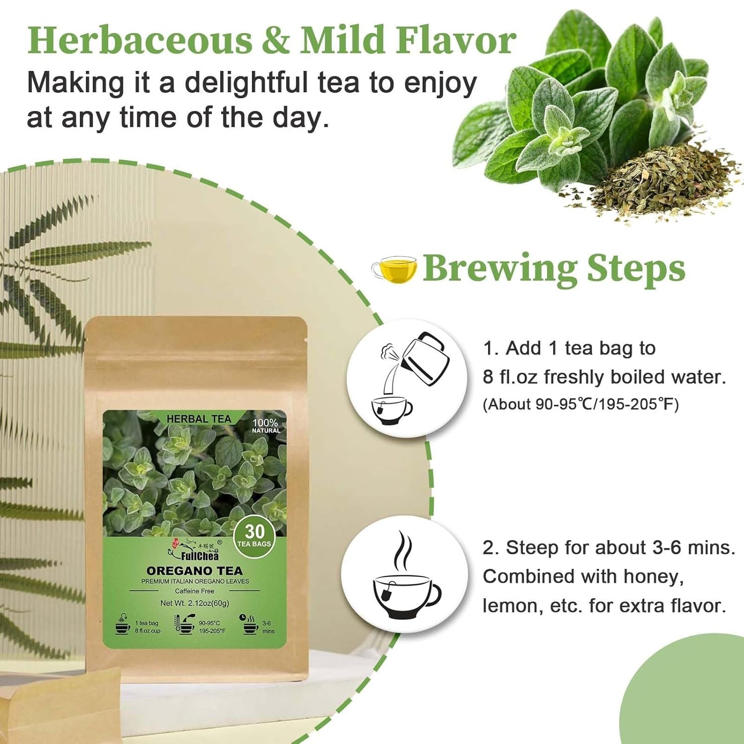 Oregano Tea Bags – 30 Count, Non-GMO, Caffeine-Free, Immune Support