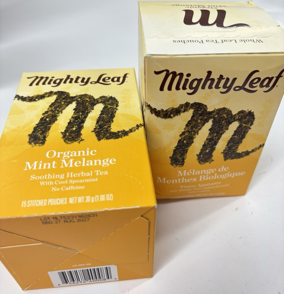 2 Boxes x 15 Pouches = 30 Pouches Mighty Leaf Organic Mint Melange Herbal Tea