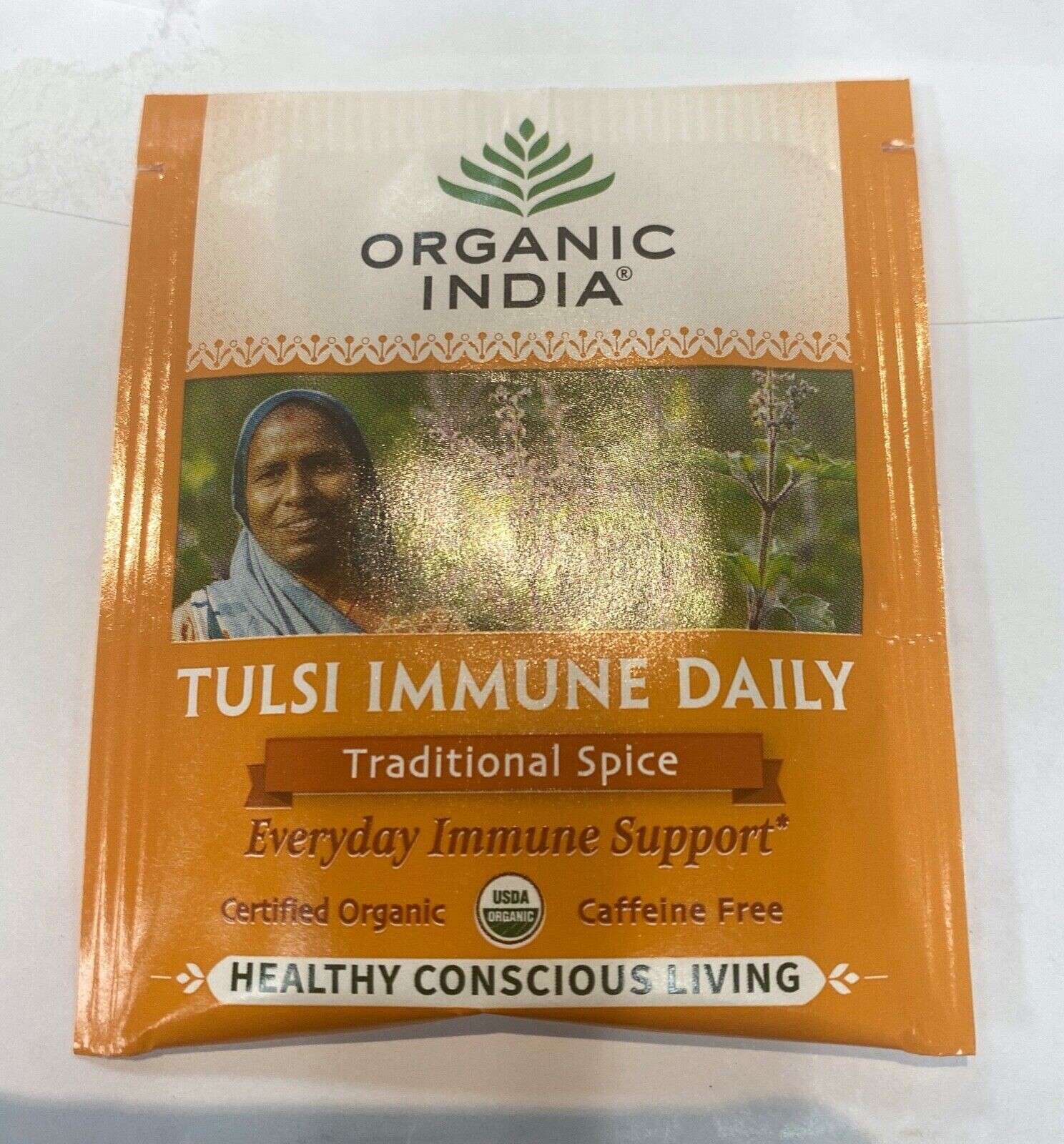 60 Tea Bags Organic India – Tulsi Immune Daily, Caffeine-Free -Traditional Spice