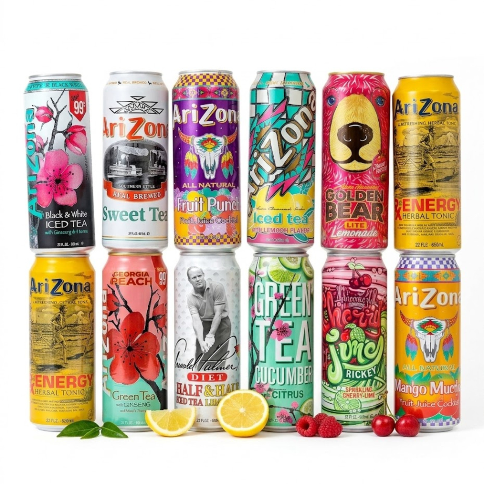6x Cans Arizona Juice Tea Variety Pack 22oz Big Can Mixed Flavors Sampler Bulk
