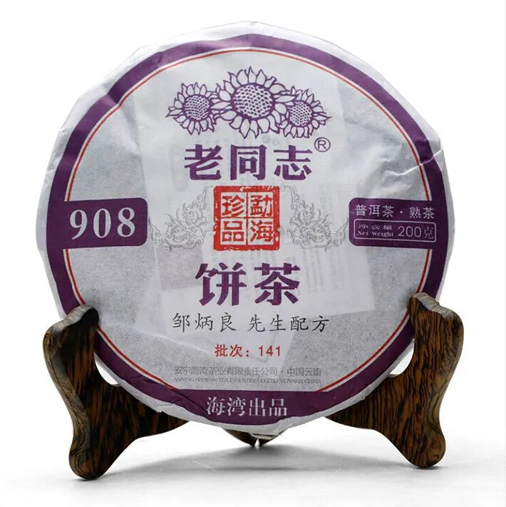 2014 Yr Haiwan Old Comrade Ripe Puer Tea Laotongzhi 908 Batch 141 Shu Pu Er 200g