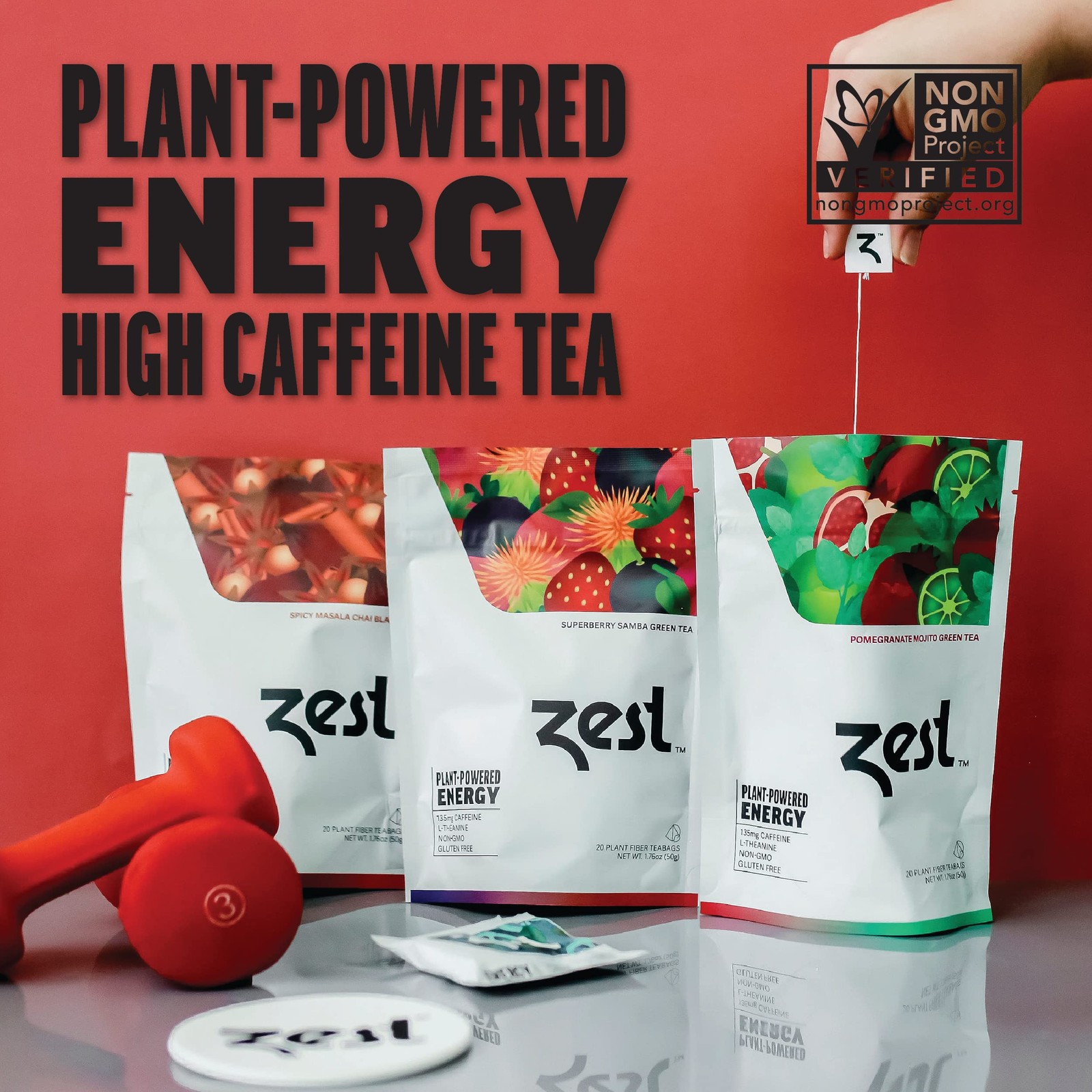 Zest Energy Tea Assortment Box – High Caffeine Tea Bags Sampler with Black G…