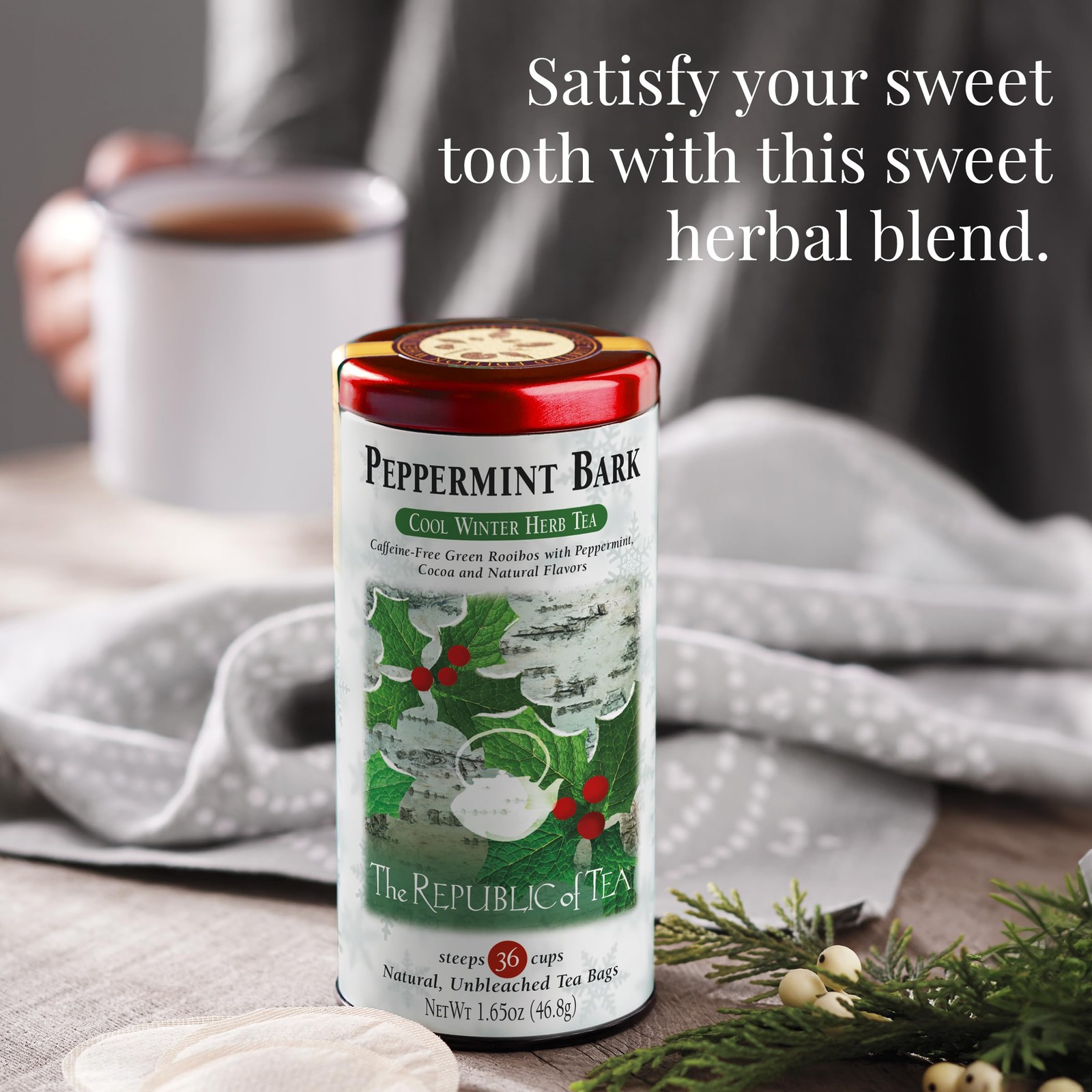 The Republic of Tea – Peppermint Bark, Cool Winter Herb Tea, 36 Tea Bags, Caf…