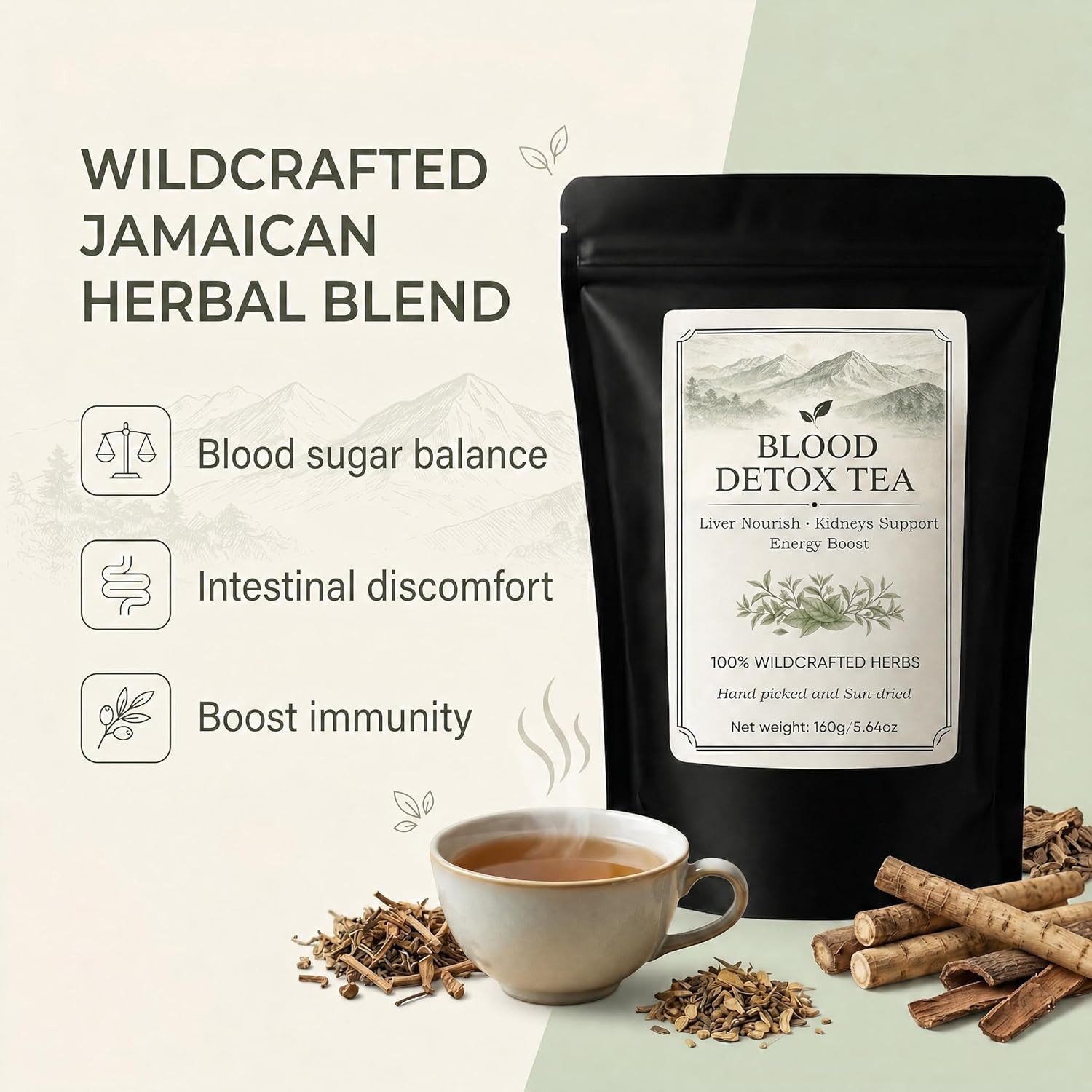 Blood Detox Tea Jamaica, Jamaican Healing Garden Wildcrafted Tea Blend With Guac