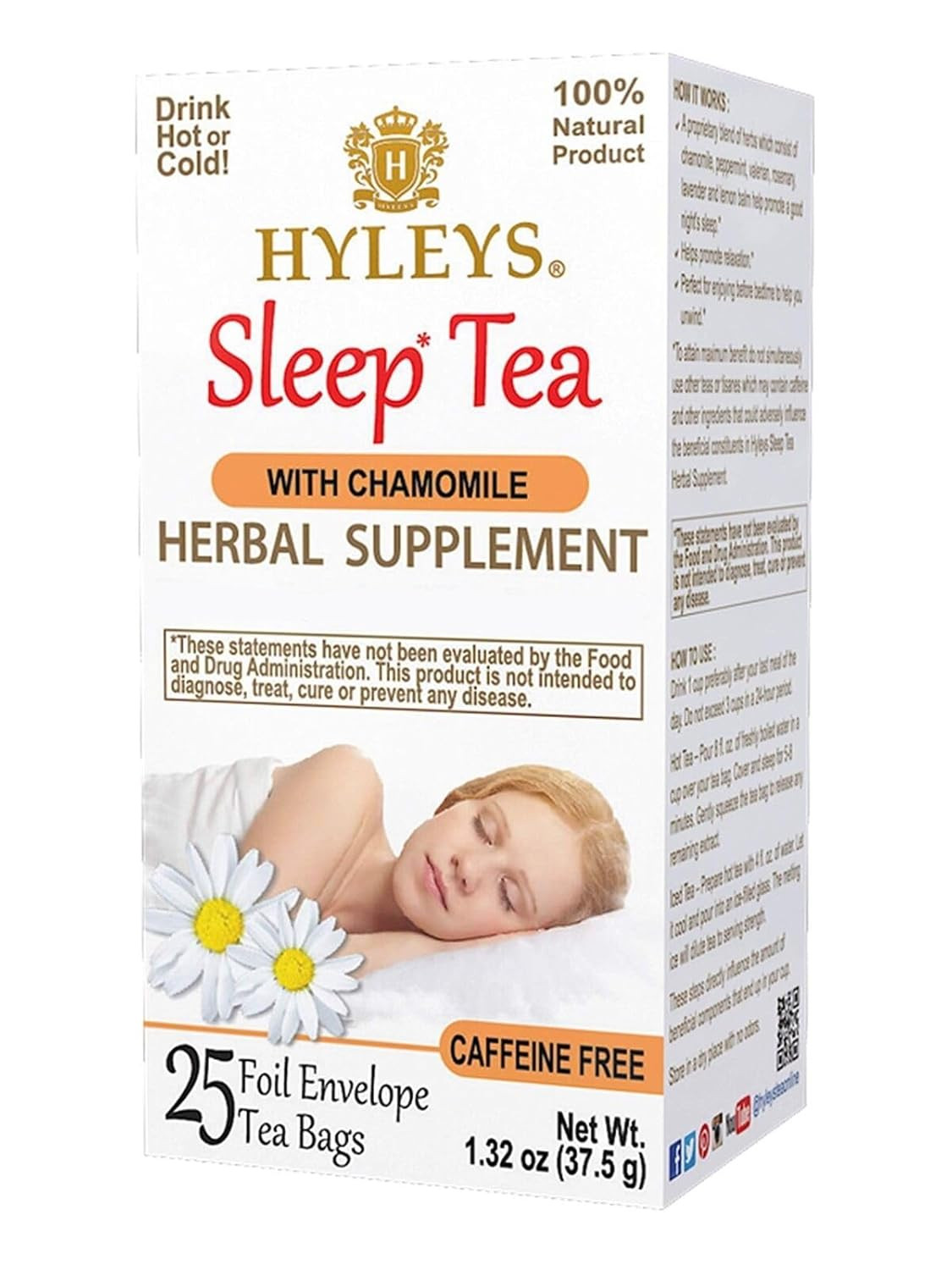 Chamomile Tea – 25 Tea Bags (1 Pack) – Herbal, Caffeine-Free Sleepy Time Tea for