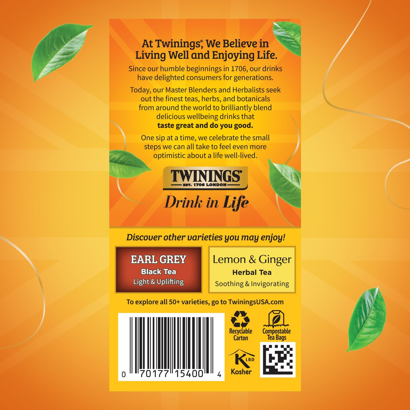 Twinings Lady Grey Black Tea 20 Count (Pack of 6), Original Version
