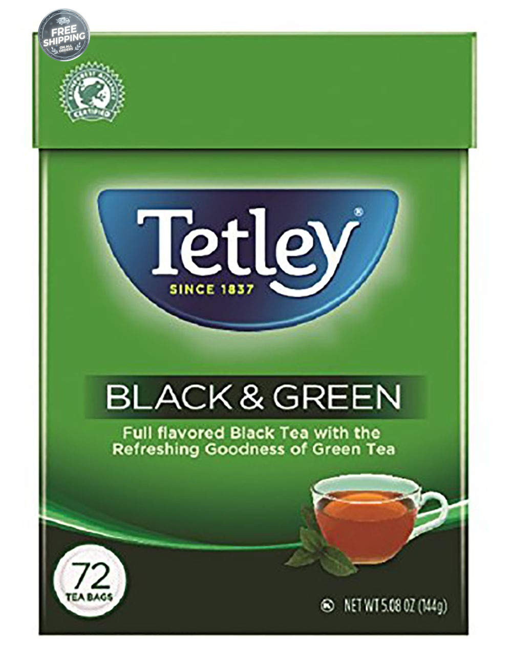 Tetley Teabags, Black and Green, 72 Teabags (Packaging may vary)