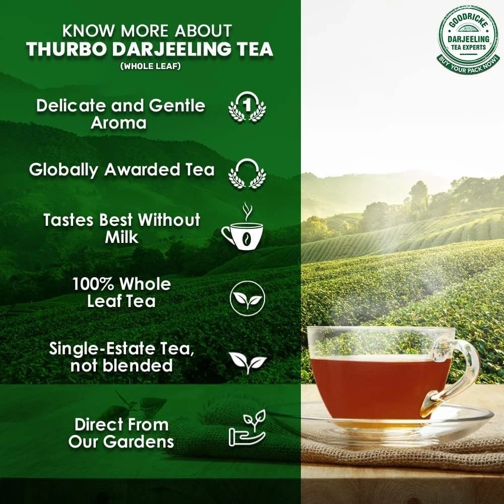 GOODRICKE Thurbo Darjeeling Tea – 250Gm Premium Black Long Loose Tea Leaves