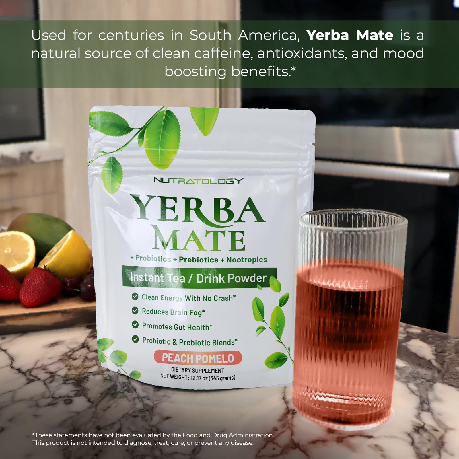 Yerba Mate Instant Tea Powder – 3-In-1 Super Drink – 30 Servings (Pack of 1)