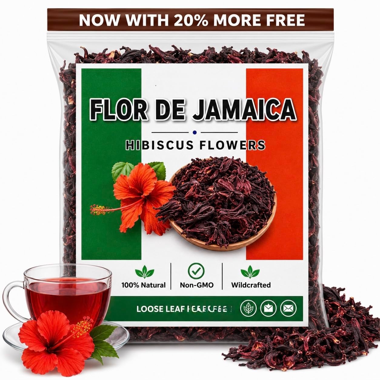 5oz Flor de Jamaica – Hibuscus Leaves Mexican Hibiscus Petals FROM MEXICO