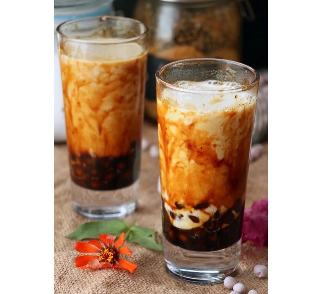 Boba Thai Brown Sugar + Red Leaf Tapioca Black Pearl Big Chewy 2in1 Halal COMBO