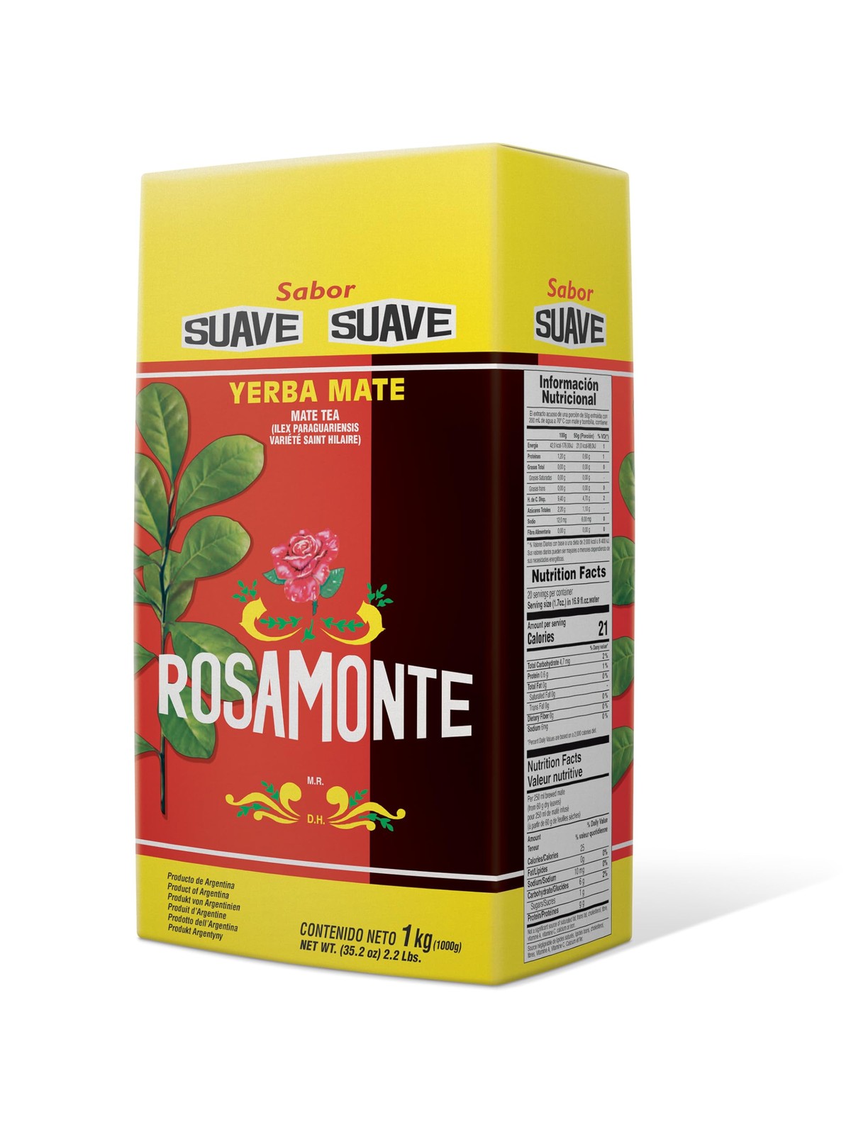 Rosamonte Yerba Mate – Suave (light) 2.2 lbs (1kg) 35.2 Ounce (Pack of 1)