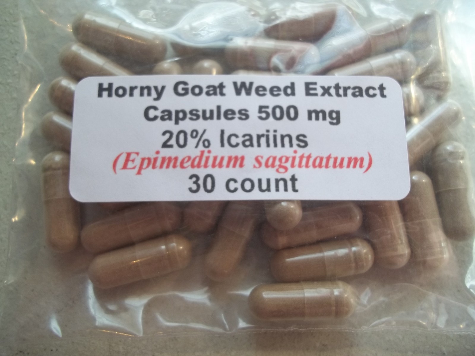 Horny Goat Weed Extract Capsules (epimedium Sagittum) 20% ICARIINS 500 mg
