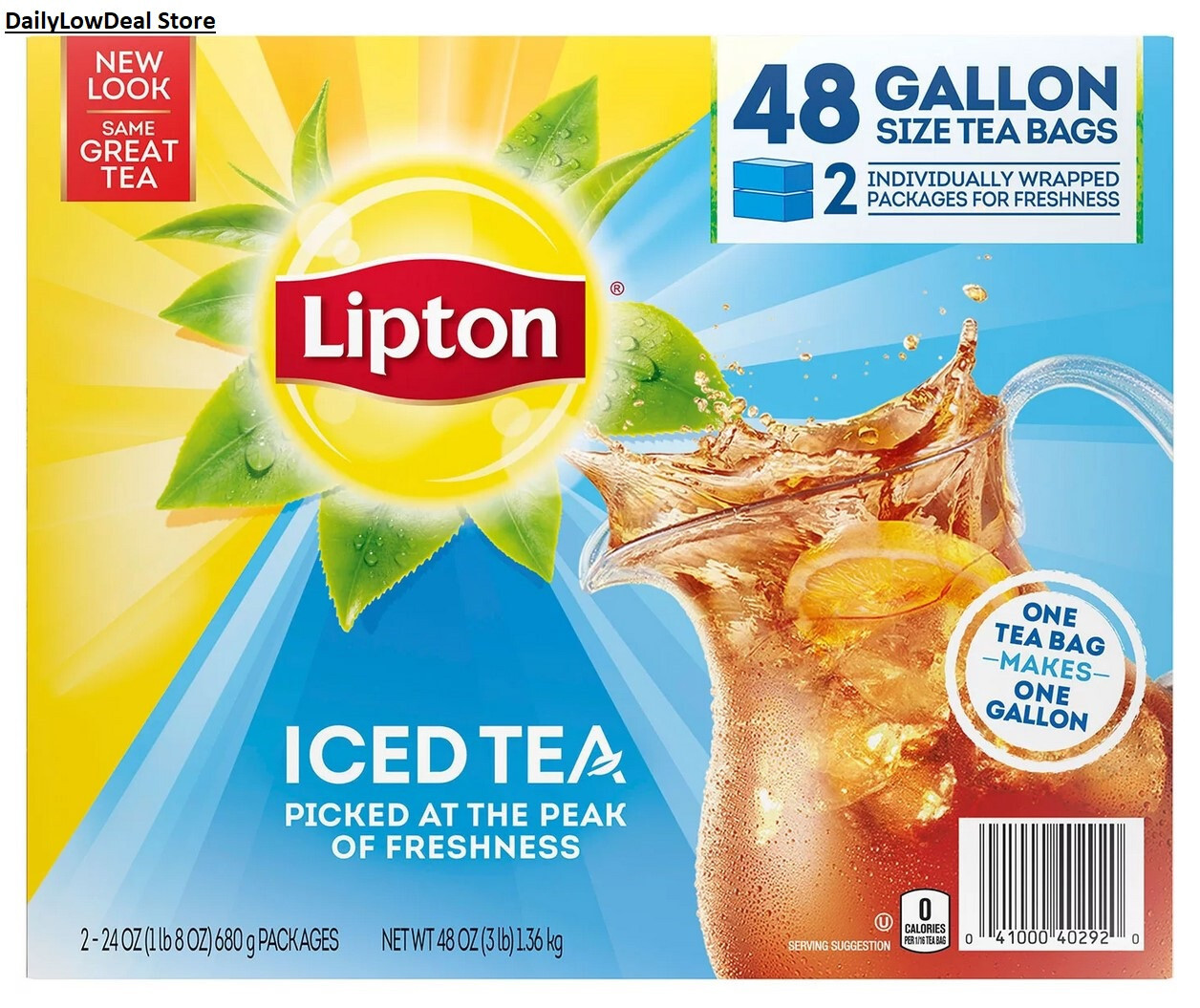 Lipton Iced Tea, Gallon Size Tea Bags (48 ct.) FRESH – FAST SHIPPING