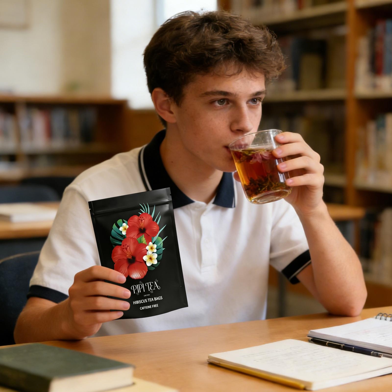 PiPi Tea Organic Hibiscus Tea Bags，Caffeine Free Herbal Tea Rich In Antioxidants