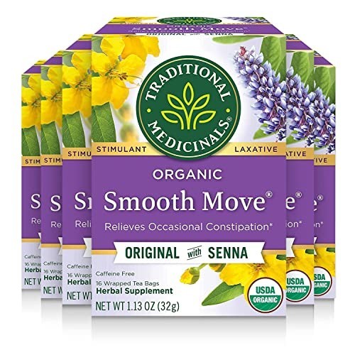 Organic Smooth Move Tea – 96 Bags, Relieves Occasional Constipation, Senna Herba