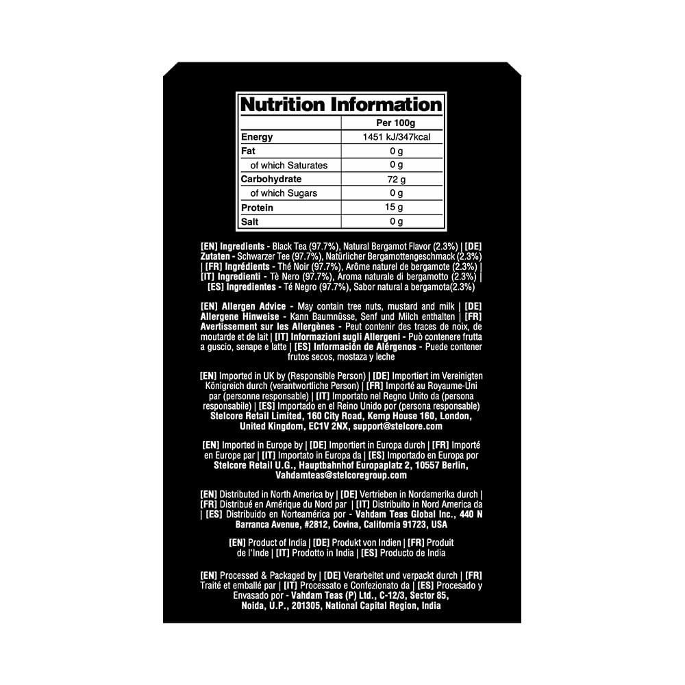 VAHDAM, Earl Grey Black Tea Bags 100 Count Medium Caffeine, Non GMO, Gluten F…