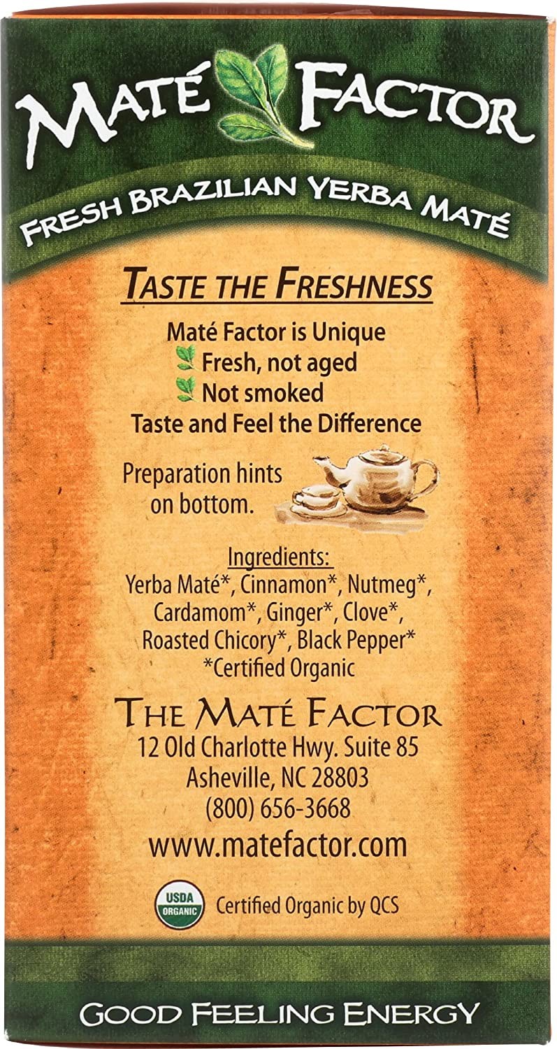 The Mate Factor Organic Yerba Mate Tea Chai 20 Tea Bags