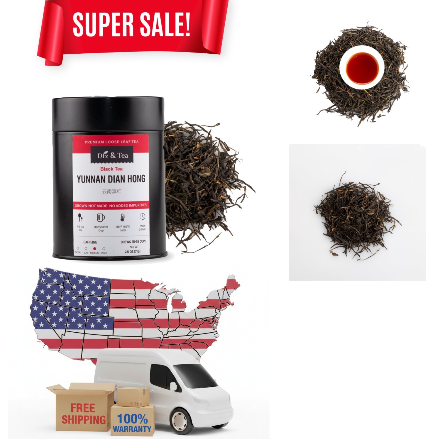 Chinese Black Tea – Yunnan Dian Hong, 2.5 Ounce Loose Leaf with Honey Aroma