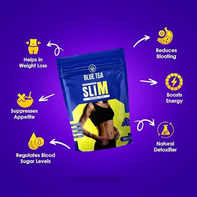 BLUE TEA- Slimming Tea- 30Tea Bags-Plant Based Get Slimmer Tummy Weight Manageme