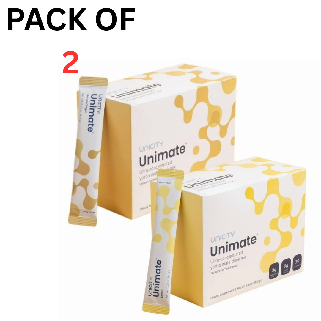 Unicity Unimate Lemon Flavor 30 Sachets Yerba Mate Drink Mix New Sealed Box