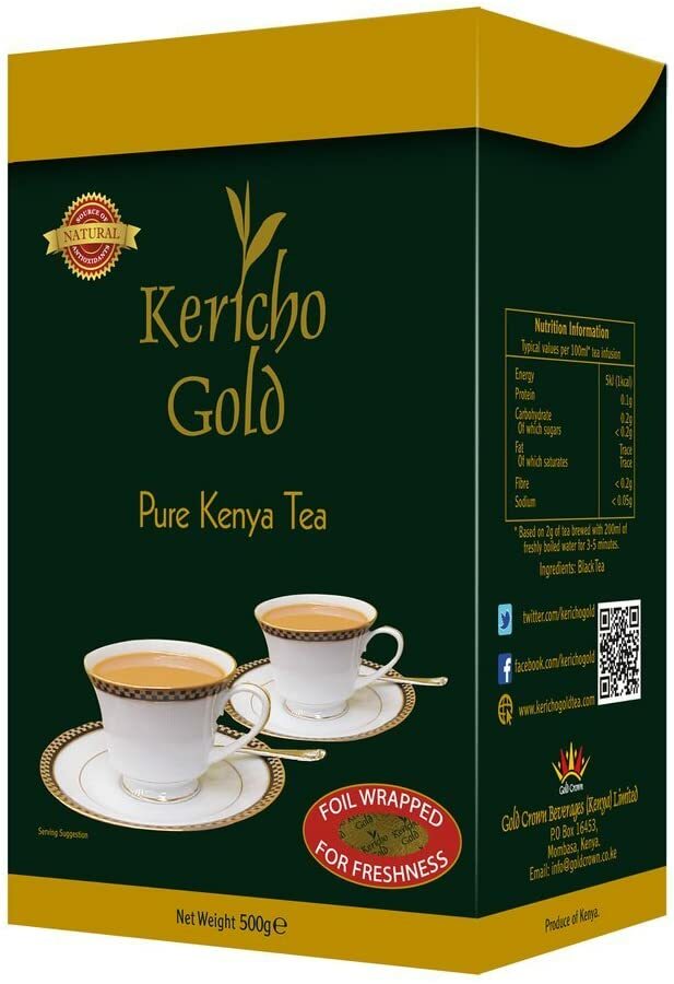 Kericho Gold – Kenya Finest Pure Black Tea – (500g) Loose Tea Foil Wrapped Box