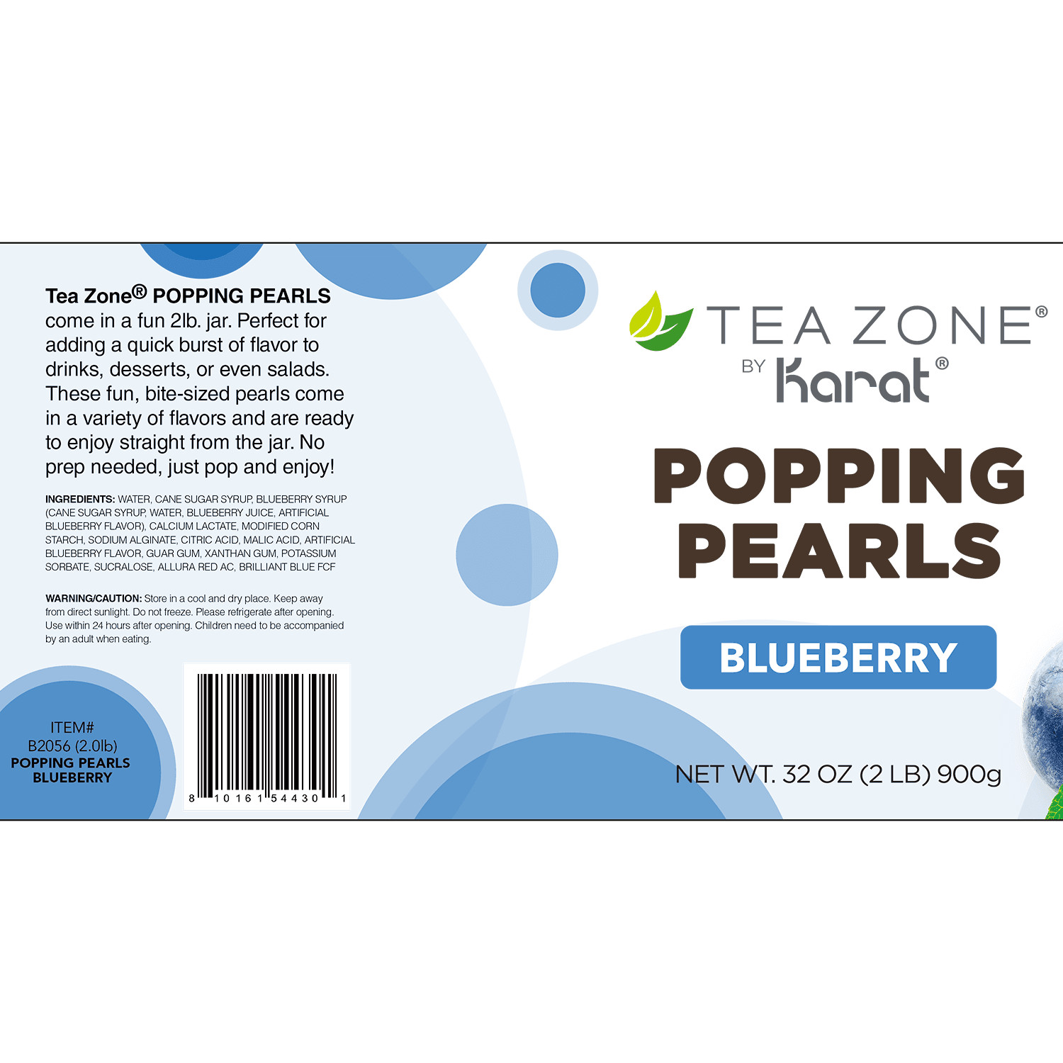 [12 Jars] Tea Zone Blueberry POPPING PEARLS™ (B2056, 2lbs)