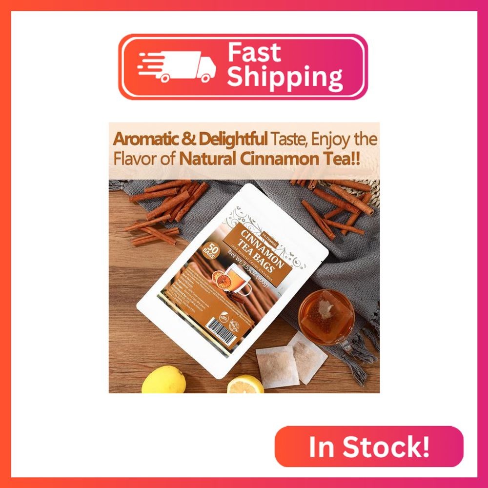 Premium 50 Pure Ceylon Cinnamon Tea Bags, Made with 100% Ceylon Cinnamon Sticks,