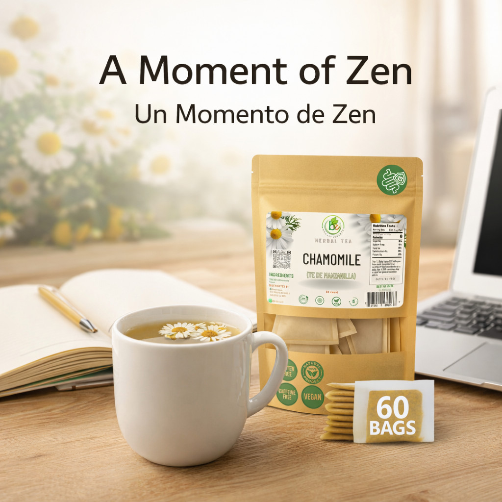 Manzanilla Té (ChamomileTea)–60 Tea Bags–100% Natural Infusion-by BEXPERTSUSA