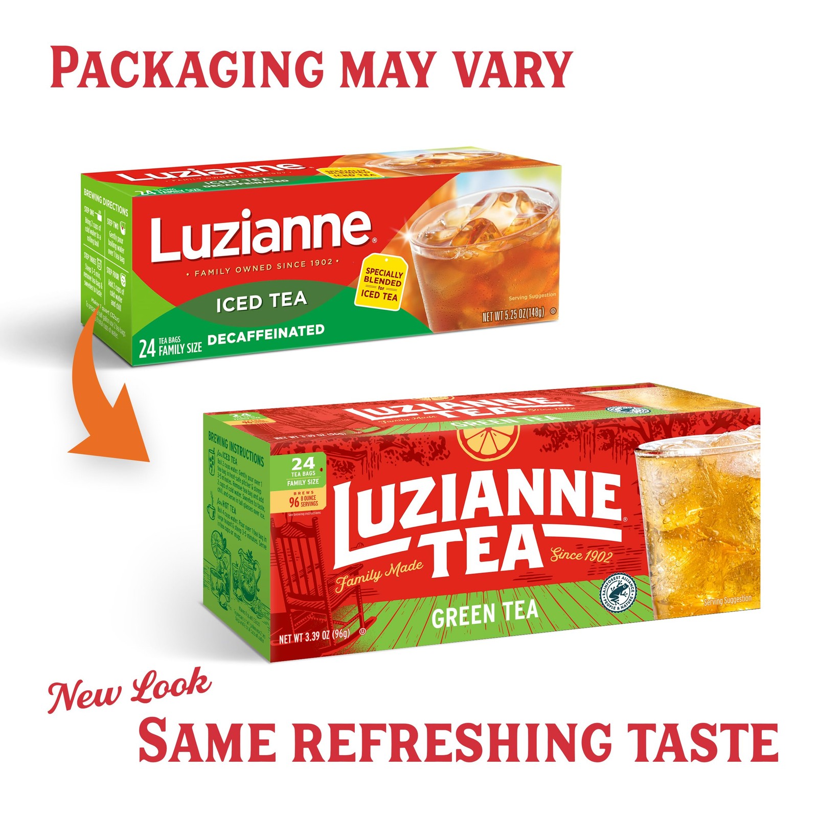 Family Size Green Tea Bags, 24 Count Box – 6 Pack for Refreshing Brews