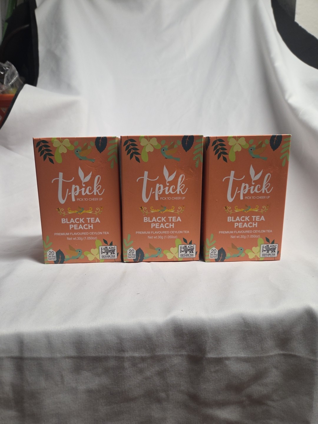 New Lot Of 3 t-pick Black Tea Peach Ceylon Tea Bags 60 Bags Total Exp:10/05/2028