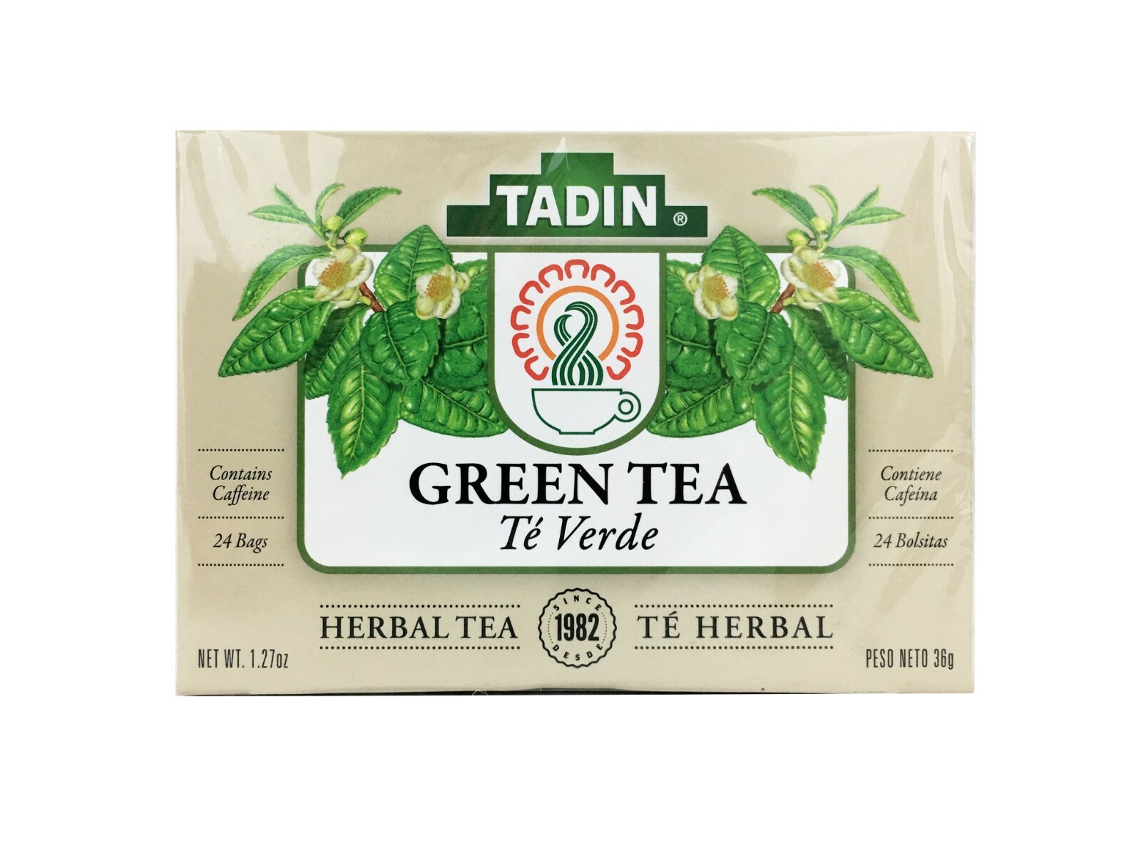 Tadin Green Tea, With Caffeine, Made in USA, 24 Bags. Pack of 6 Exp. 2/2025