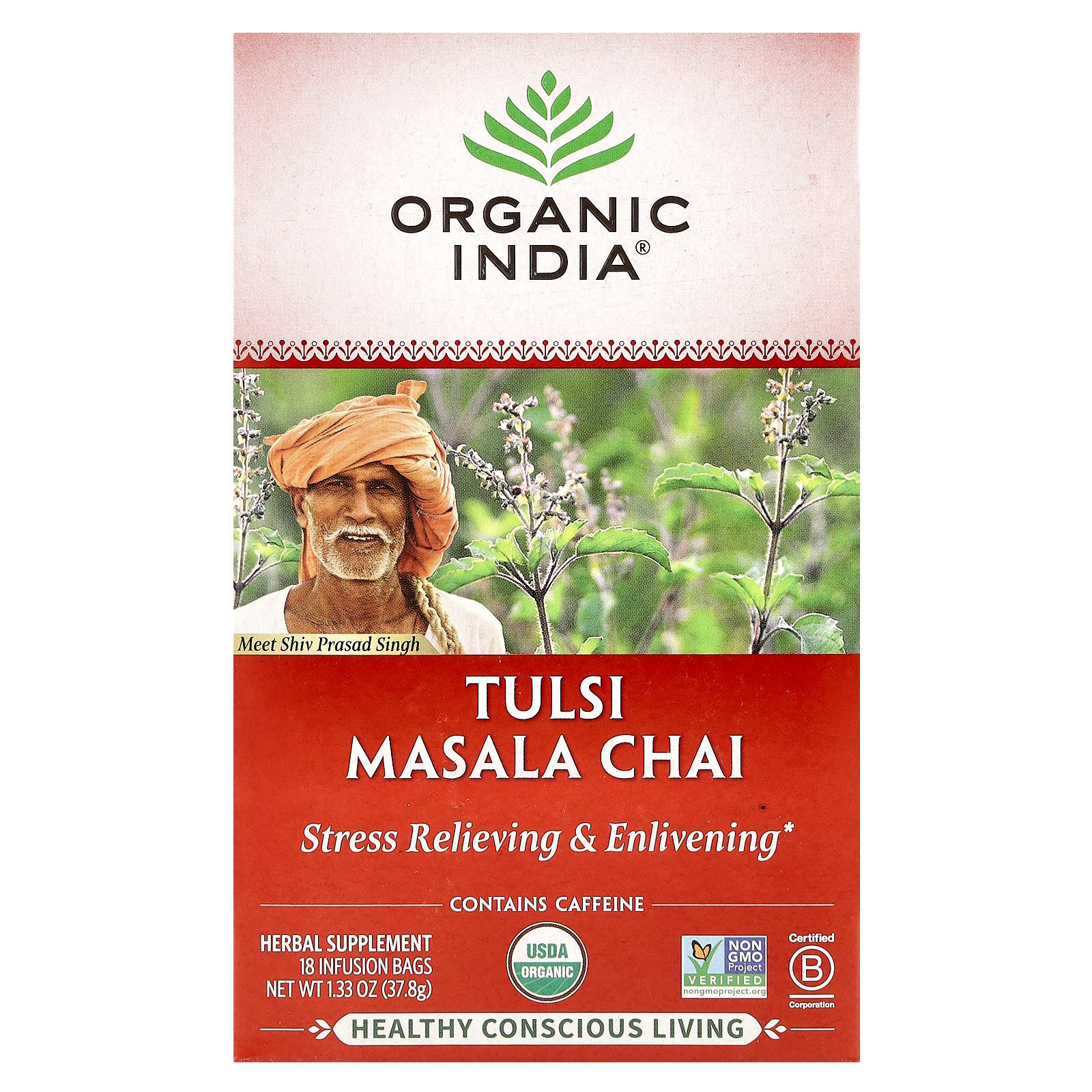 Tulsi Tea, Masala Chai, 18 Infusion Bags, 1.33 oz (37.8 g)
