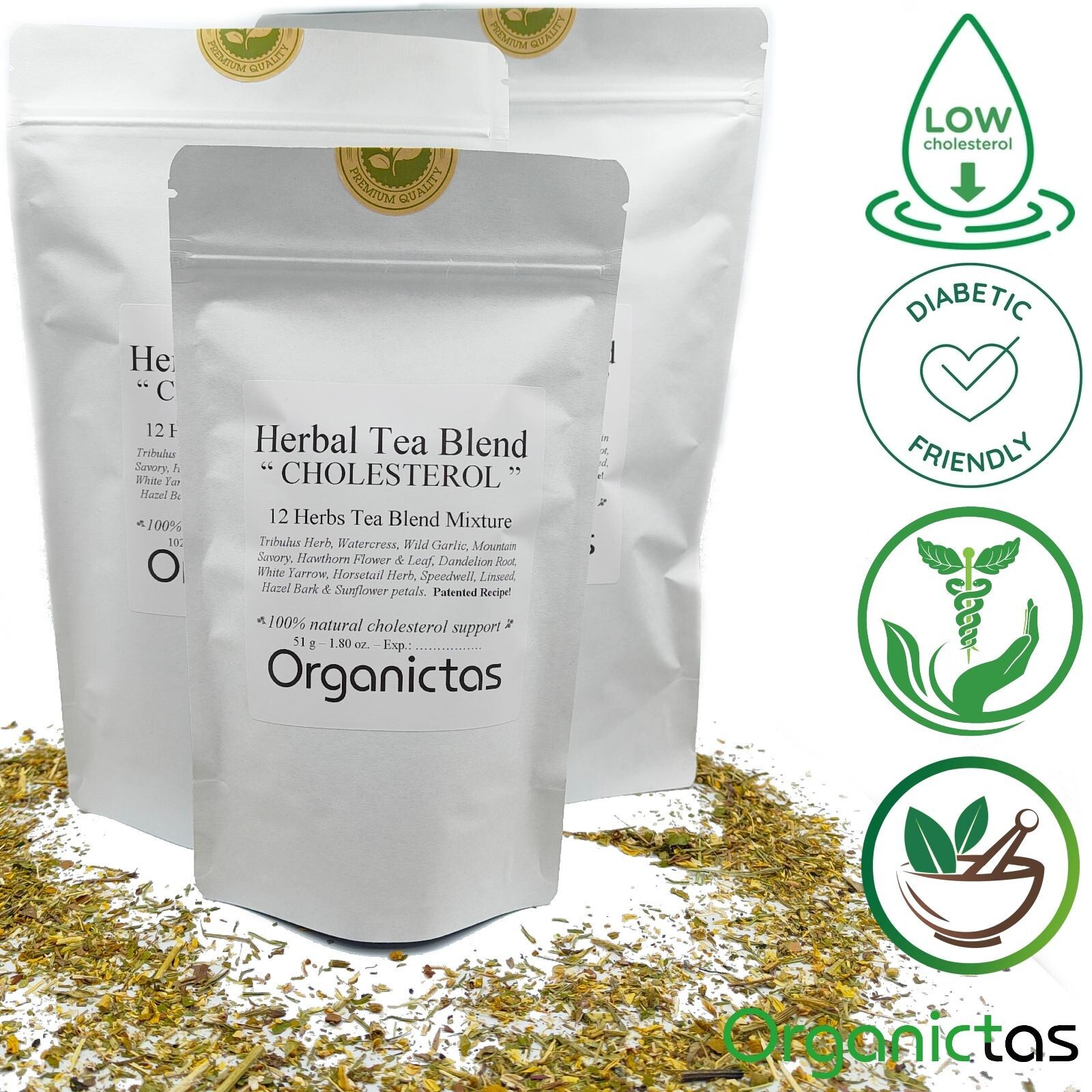 Herbal CHOLESTEROL Tea Blend 12 Organic Herbs Formula – Premium Quality BIO ECO